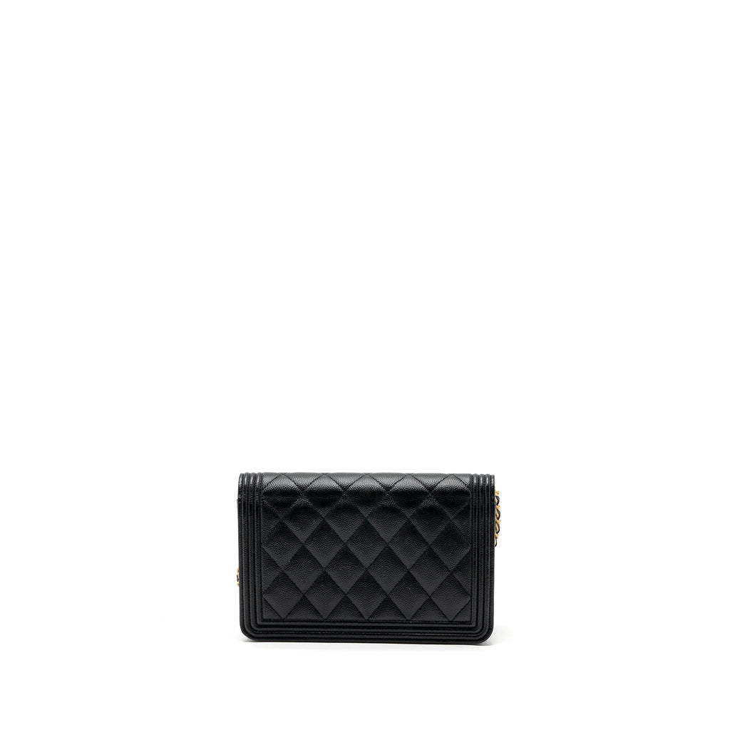 CHANEL BOY WALLET ON CHAIN CAVIAR BLACK GHW