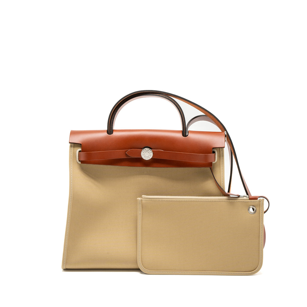 HERMES HERBAG 31 ZIP BAG TOILE OFFICER CANVAS TRENCH/CUIVRE SHW