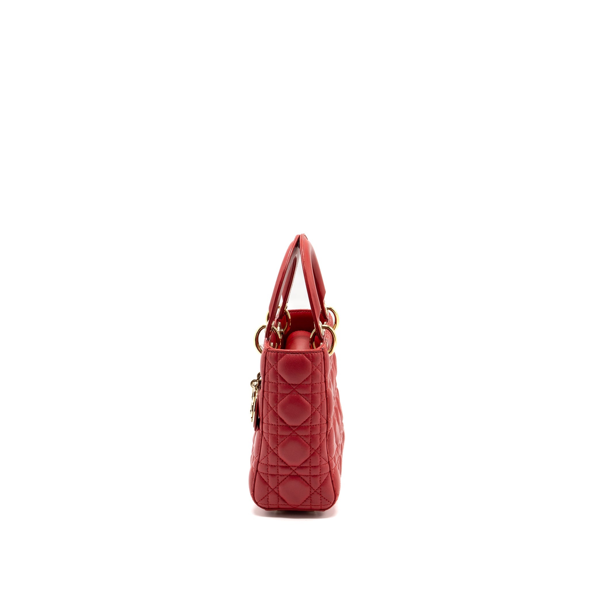 DIOR SMALL LADY DIOR LAMBSKIN RED WITH GHW