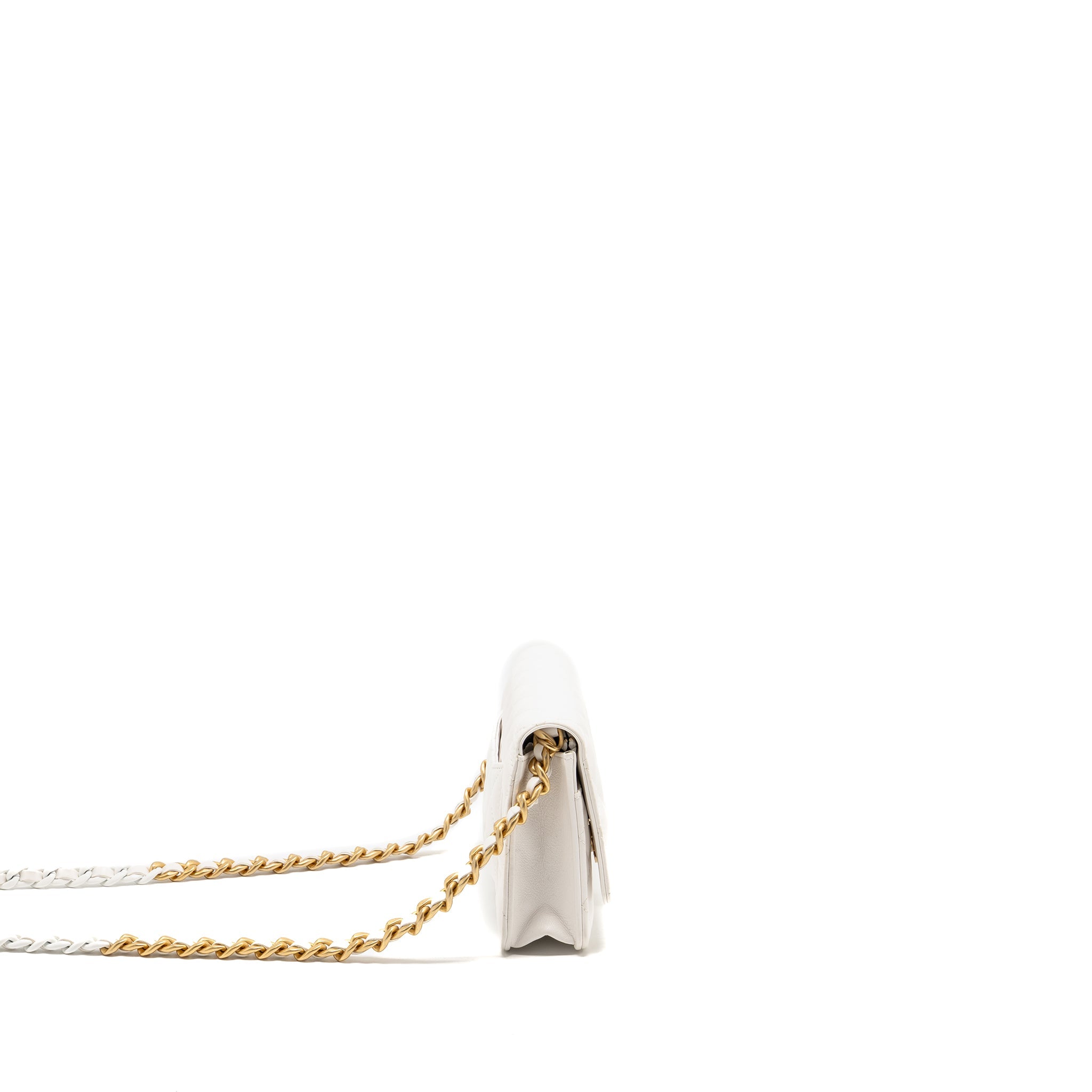 CHANEL GIANT CHAIN CLASSIC WALLET ON CHAIN LAMBSKIN WHITE MULTICOLOUR HARDWARE (MICROCHIP)