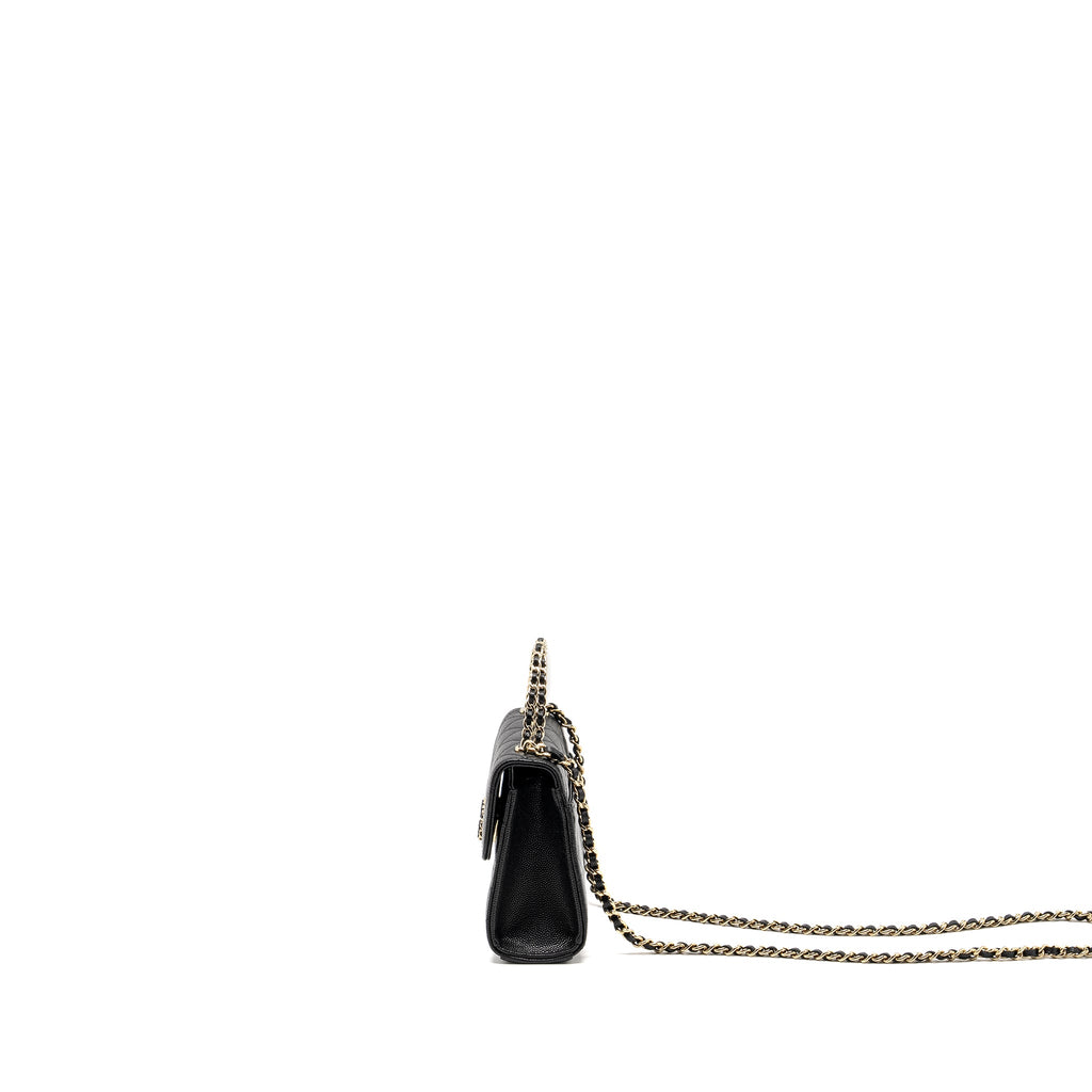 CHANEL TOP HANDLE MINI FLAP BAG WITH CHAIN CAVIAR BLACK LGHW (MICROCHIP)