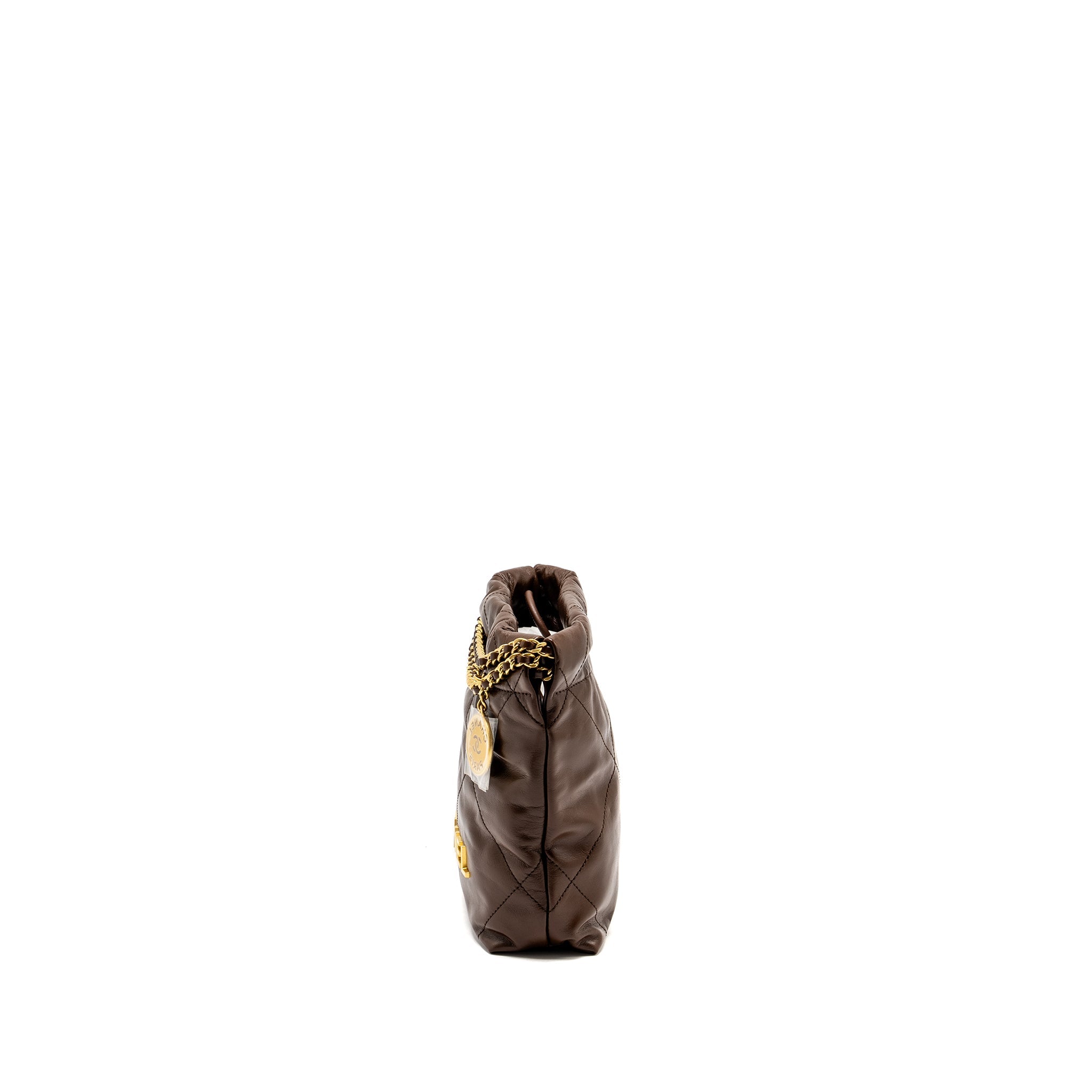 CHANEL MINI 22 BAG CALFSKIN CHOCOLATE GHW (MICROCHIP)