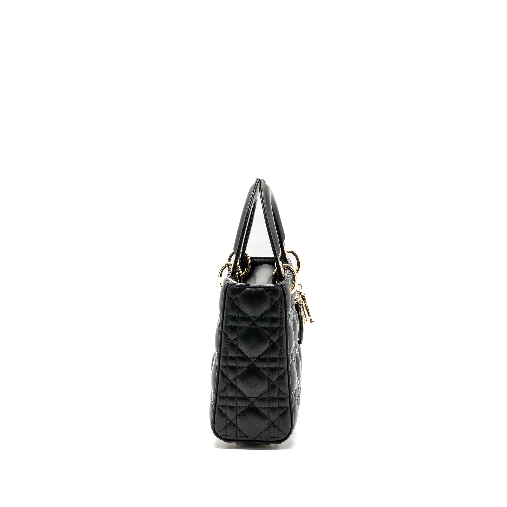 DIOR SMALL LADY DIOR LAMBSKIN BLACK LGHW