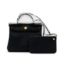 HERMES HERBAG ZIP 31 BAG CANVAS/ HUNTER LEATHER BLACK GHW