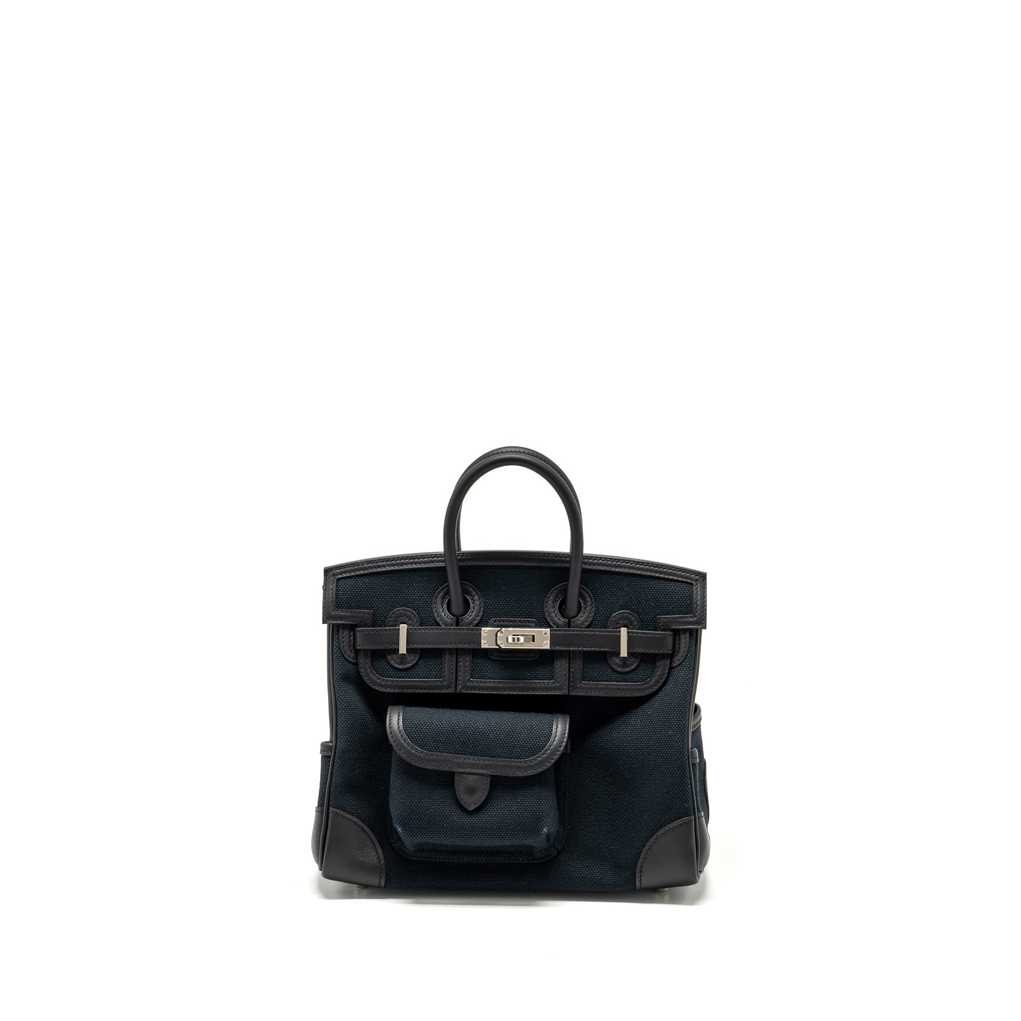 HERMES BIRKIN 25 CARGO CANVAS TOILE GEOLAND / SWIFT BLACK SHW