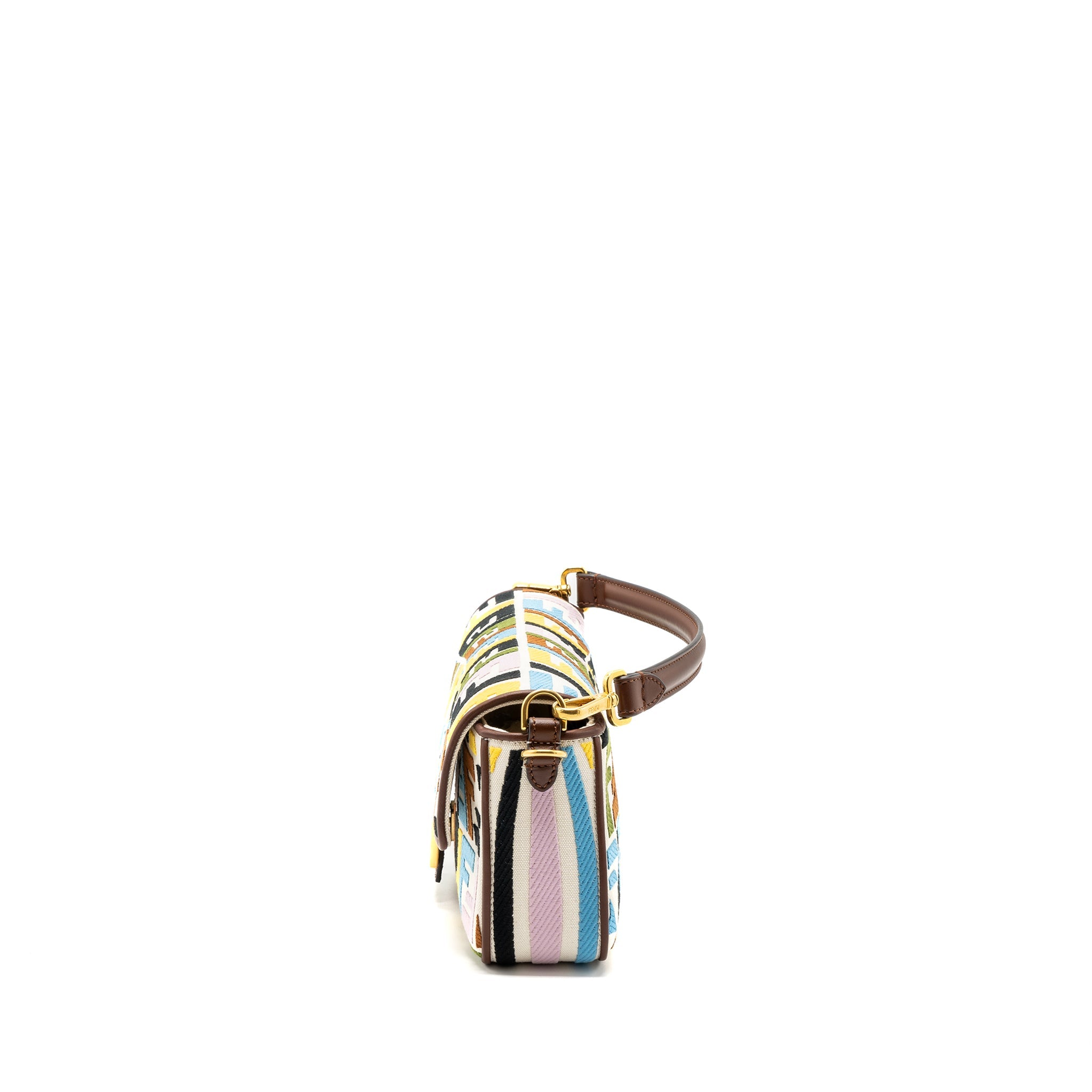 FENDI BAGUETTE BAG CANVAS MULCICOLOUR BEIGE / BROWN GHW