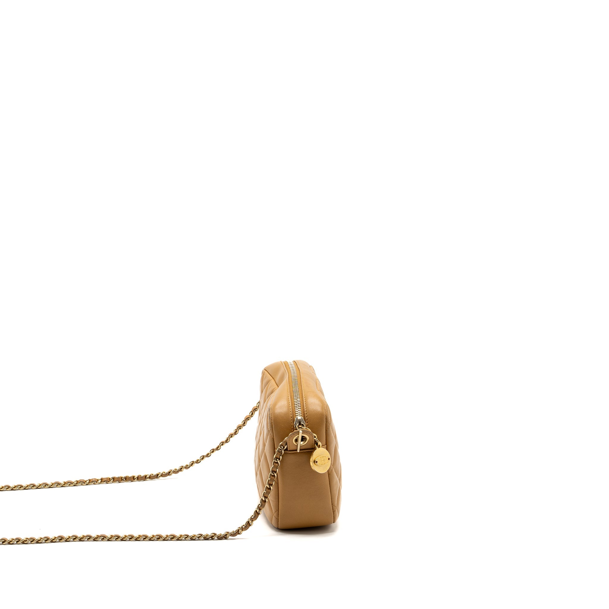 CHANEL SMALL CAMERA BAG LAMBSKIN BEIGE GHW