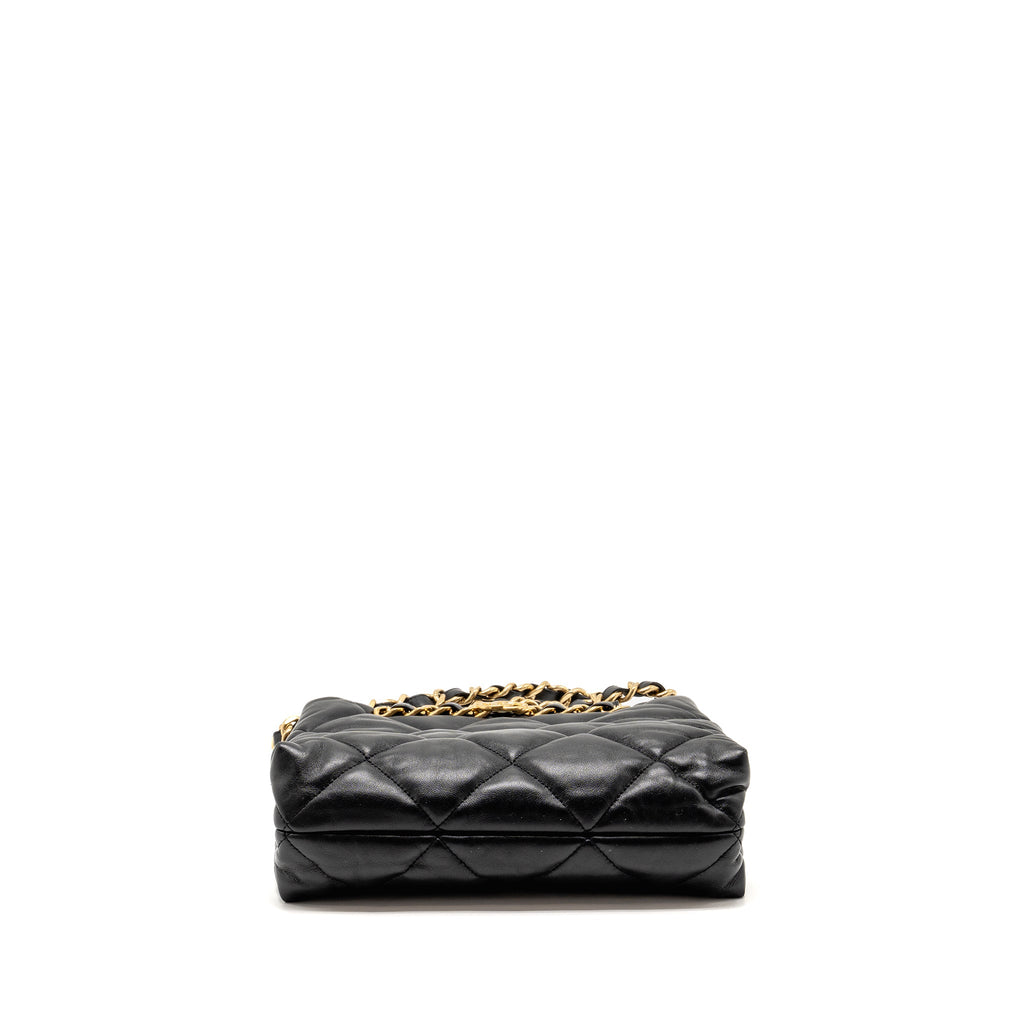 CHANEL QUILTED DOUBLE CHAIN SHOULDER BAG LAMBSKIN BLACK GHW (MICOCHIP)