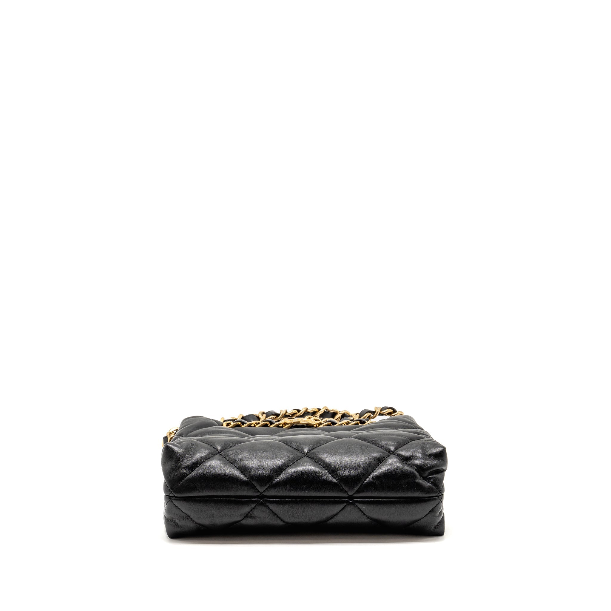 CHANEL QUILTED DOUBLE CHAIN SHOULDER BAG LAMBSKIN BLACK GHW (MICOCHIP)