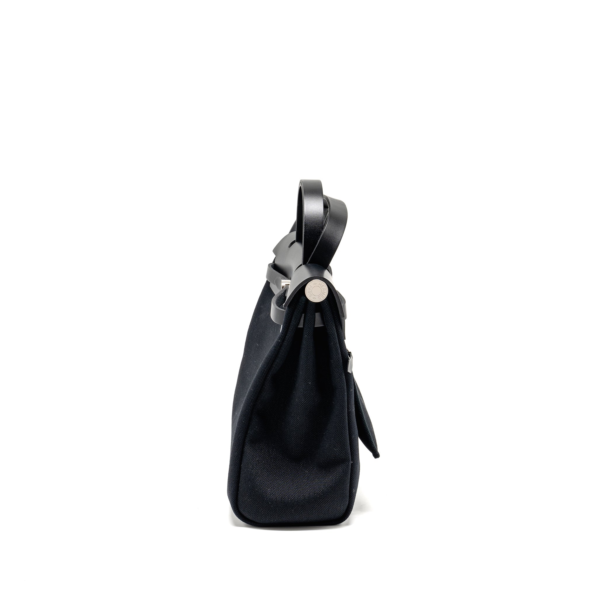 HERMES HERBAG 31 ZIP BAG CANVAS/LEATHER BLACK SHW