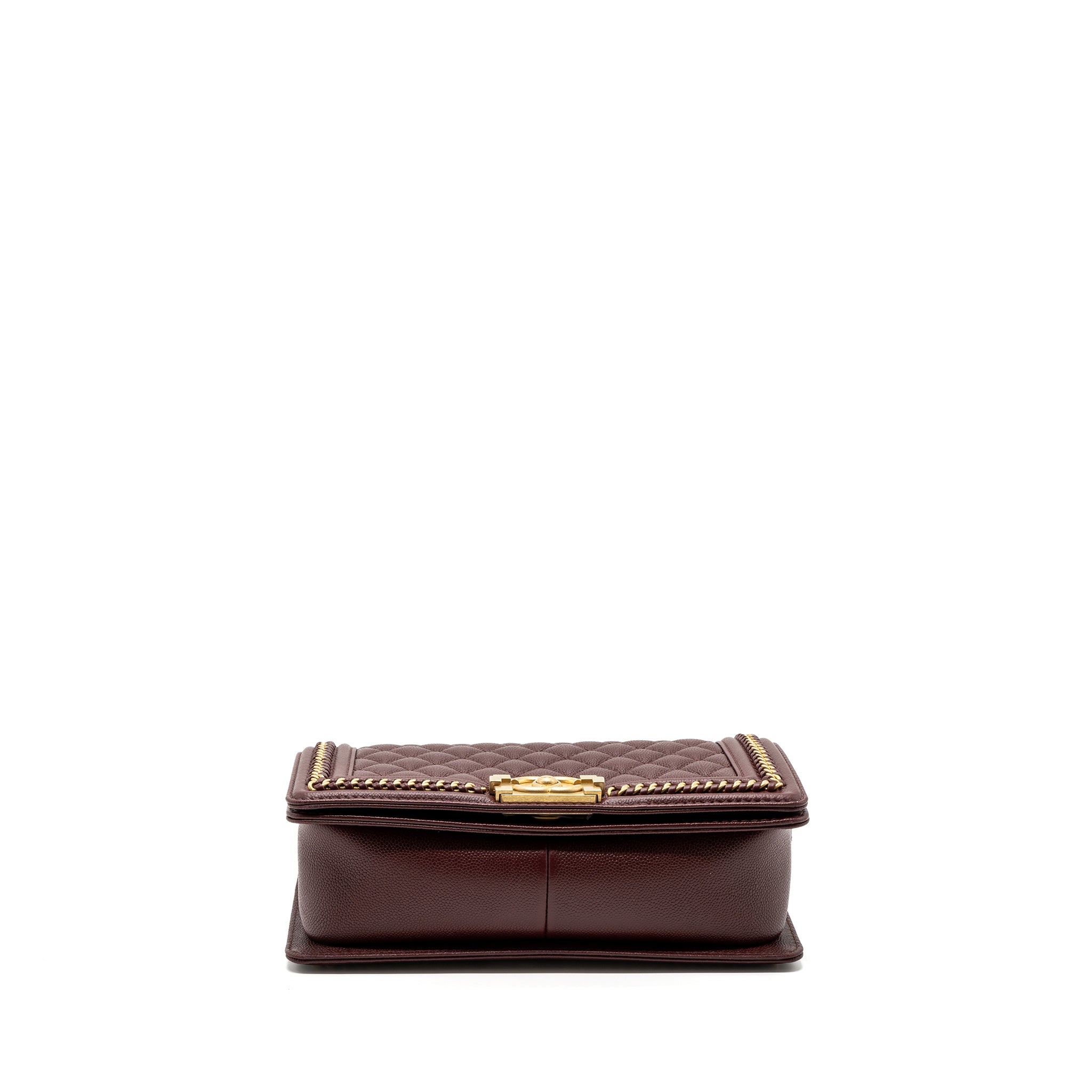CHANEL MEDIUM BOY BAG LIMITED EDITION CAVIAR BURGUNDY GHW(MICROCHIP)