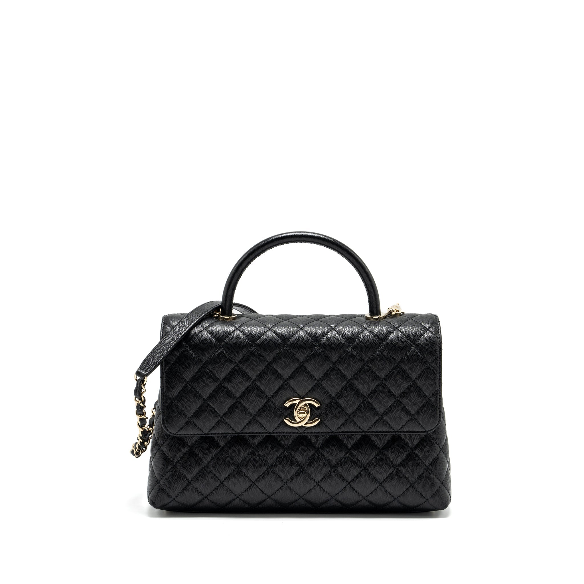 CHANEL LARGE COCO HANDLE CAVIAR BLACK LGHW (MICROCHIP)