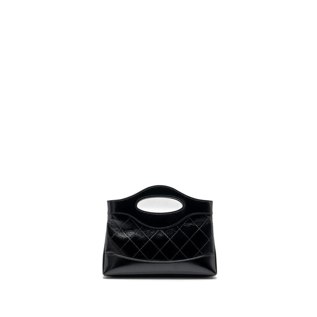 CHANEL 24C MINI 31 CLUTCH WITH CHAIN SHINY CALFSKIN BLACK LGHW (MICROCHIP)