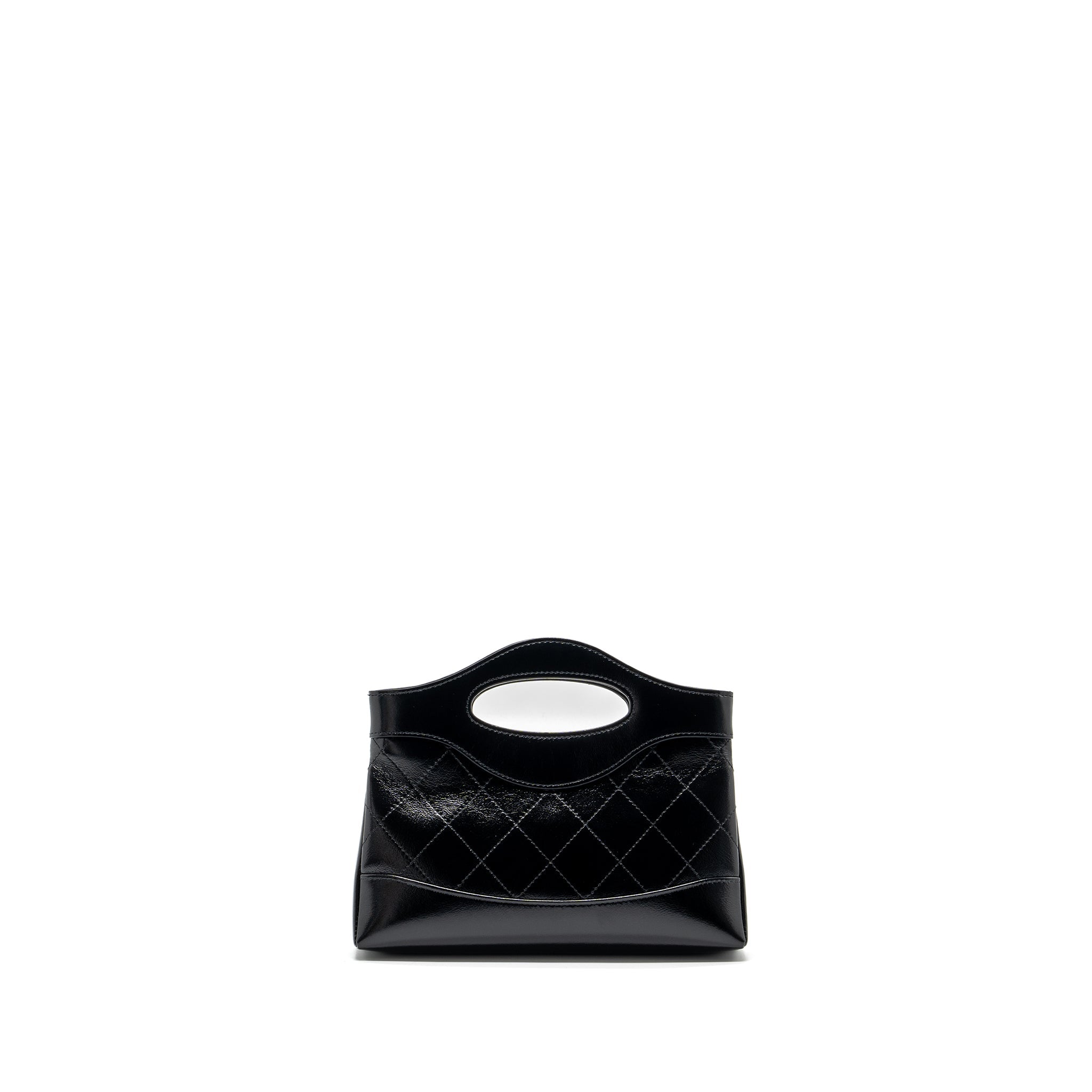CHANEL 24C MINI 31 CLUTCH WITH CHAIN SHINY CALFSKIN BLACK LGHW (MICROCHIP)