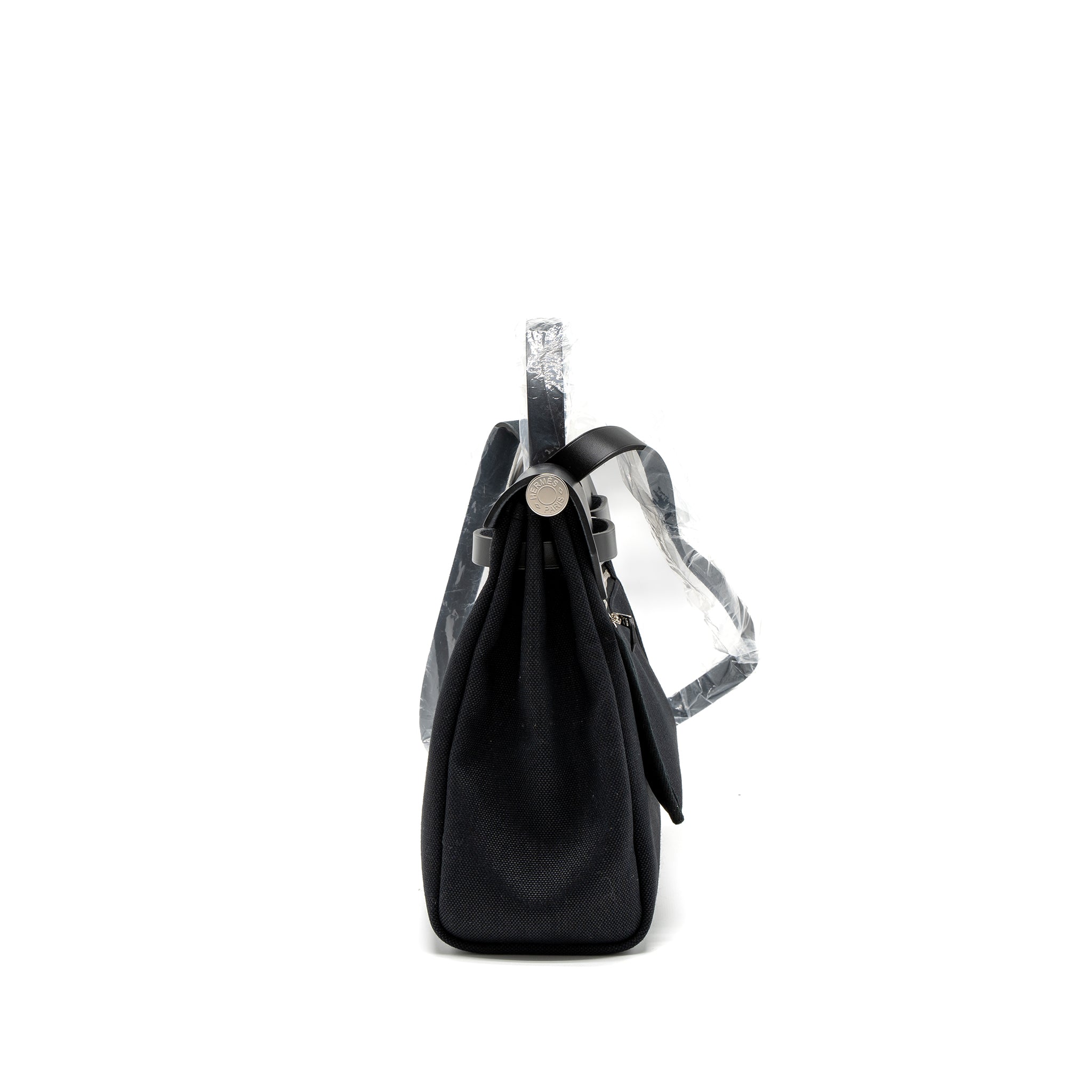 HERMES HERBAG ZIP 31 BAG RETOURNE TOILE MILITARIES CANVAS/HUNTER BLACK SHW