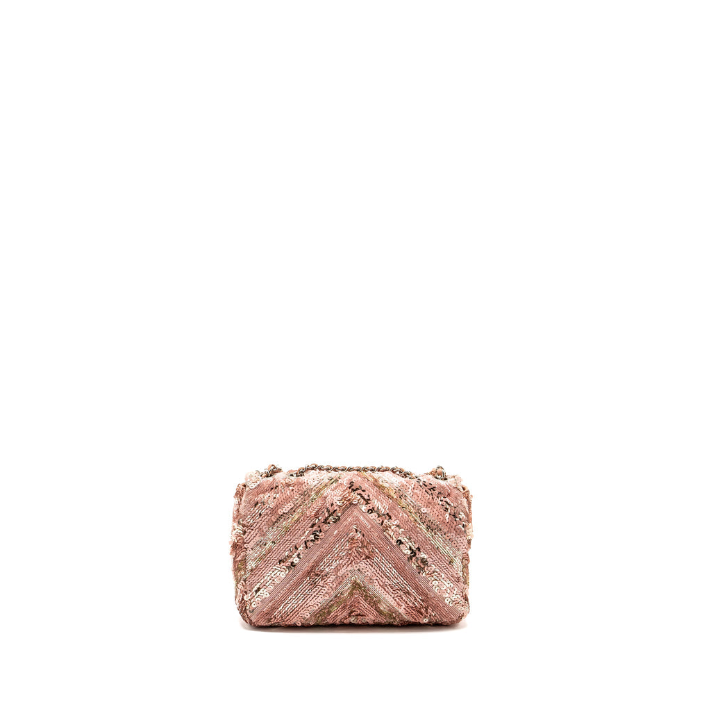 CHANEL CHEVRON MINI FLAP BAG SEQUIN PINK / MULTICOLOUR SHW