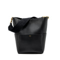 CELINE SANGLE BUCKET BAG GRAINED CALFSKIN BLACK GHW
