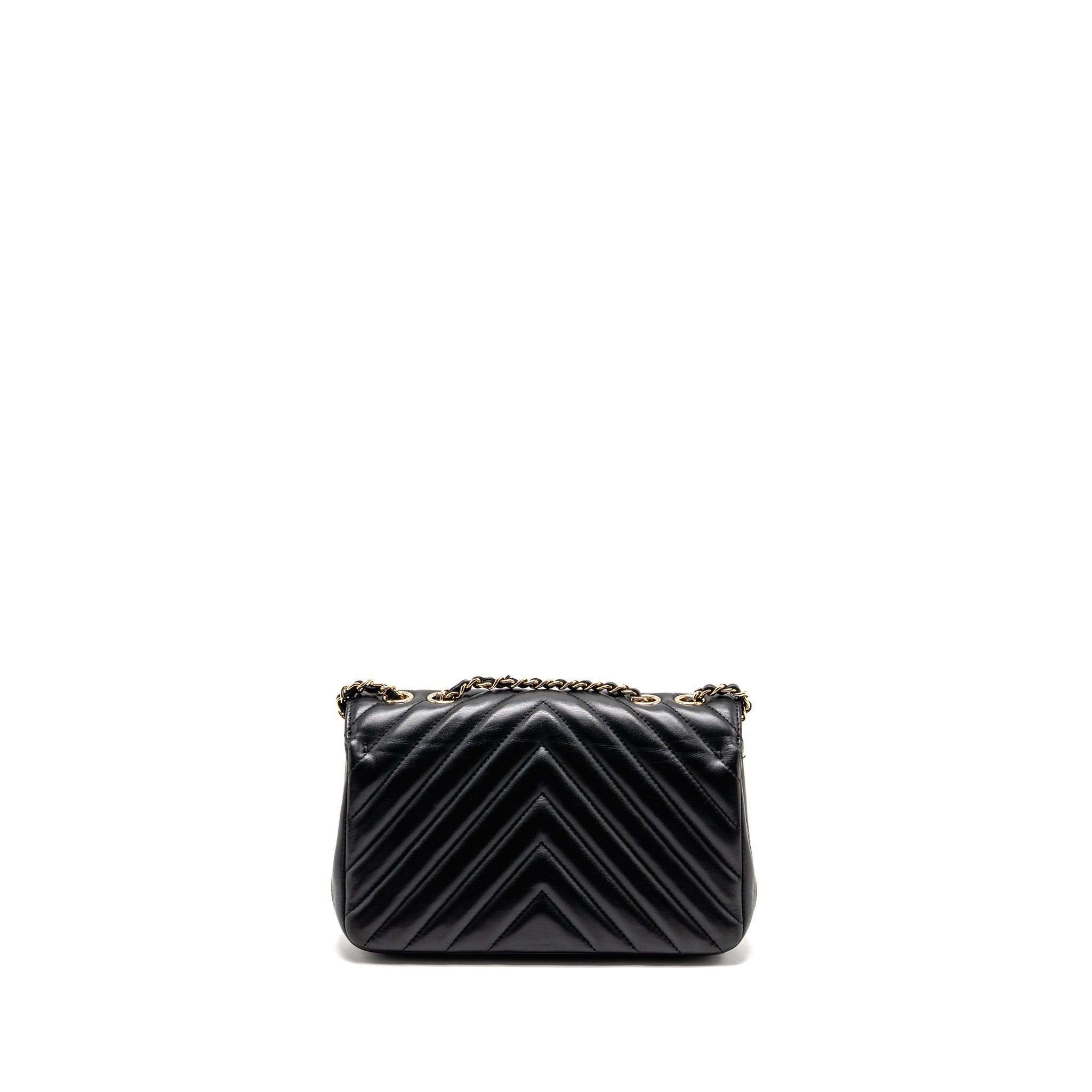 CHANEL CHEVRON FLAP BAG LAMBSKIN BLACK LGHW