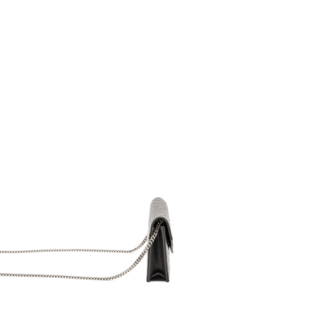 SAINT LAURENT/YSL ENVELOP CHAIN BAG CALFSKIN GREY SHW