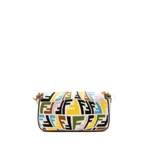 FENDI BAGUETTE BAG CANVAS MULCICOLOUR BEIGE / BROWN GHW