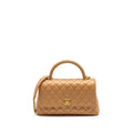 CHANEL MEDIUM COCO HANDLE CAVIAR DARK BEIGE GHW (MICROCHIP)
