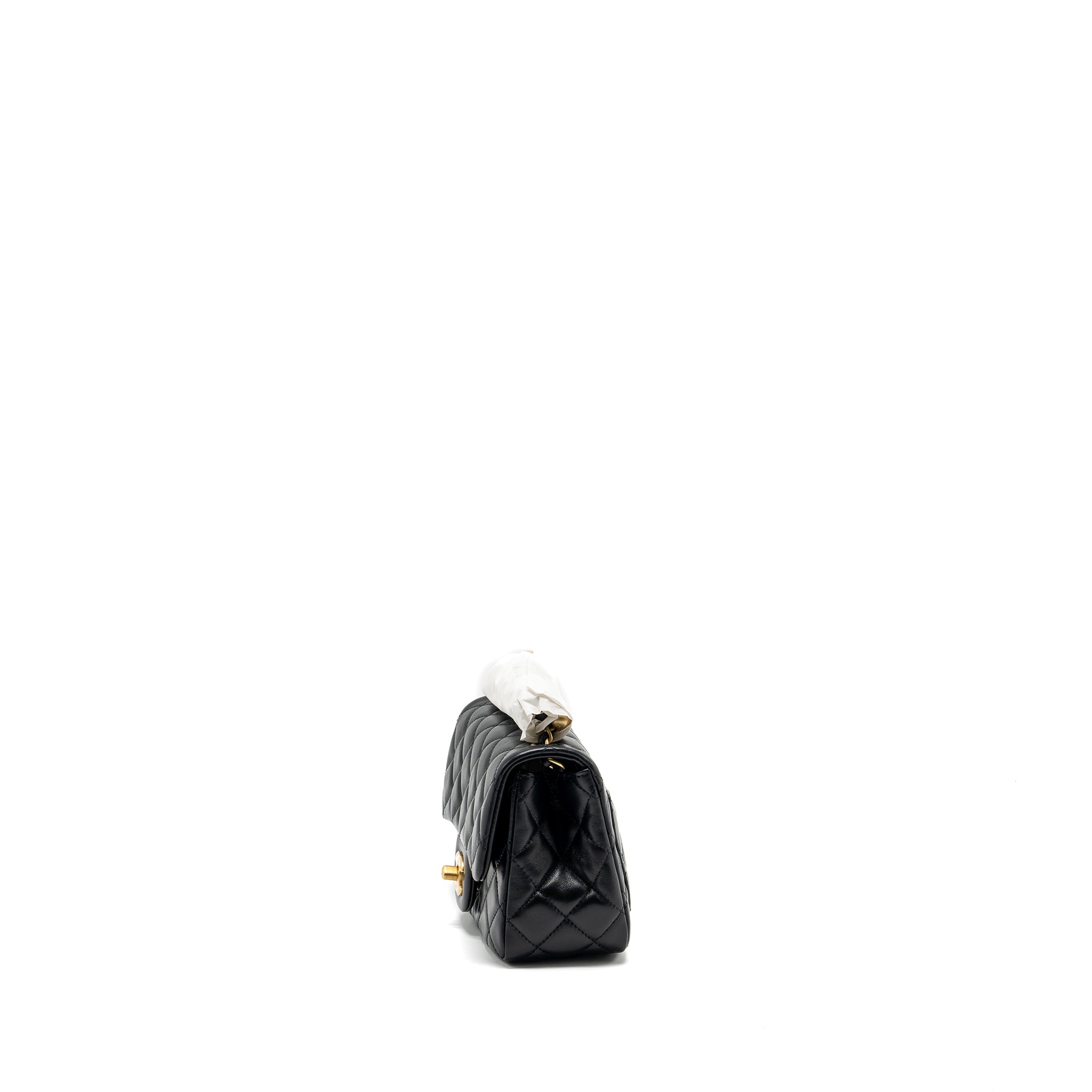 CHANEL PEARL CRUSH MINI SQUARE FLAP BAG LAMBSKIN BLACK GHW (MICROCHIP)