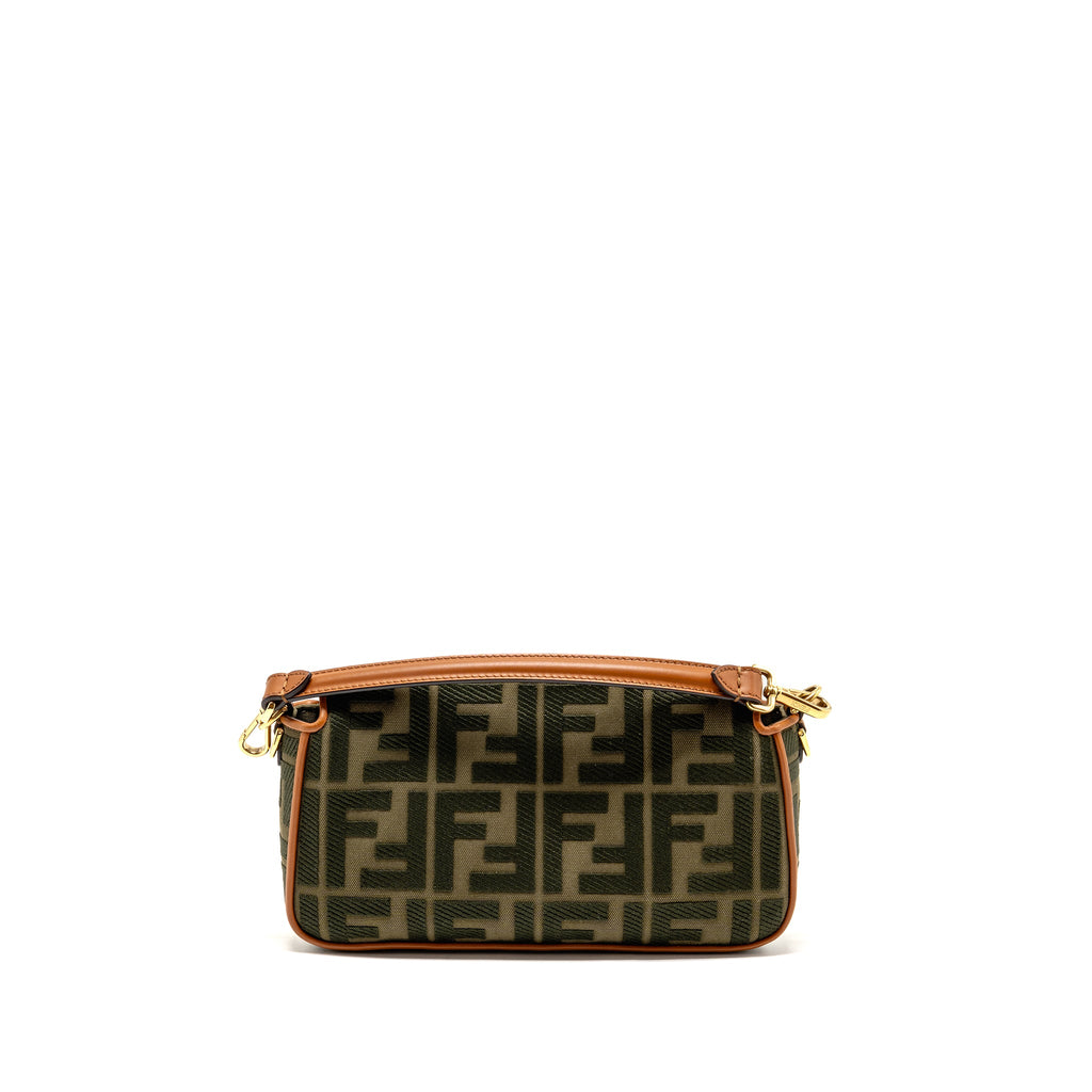 FENDI BAGUETTE SHOULDER BAG DENIM KHAKI GREEN GHW