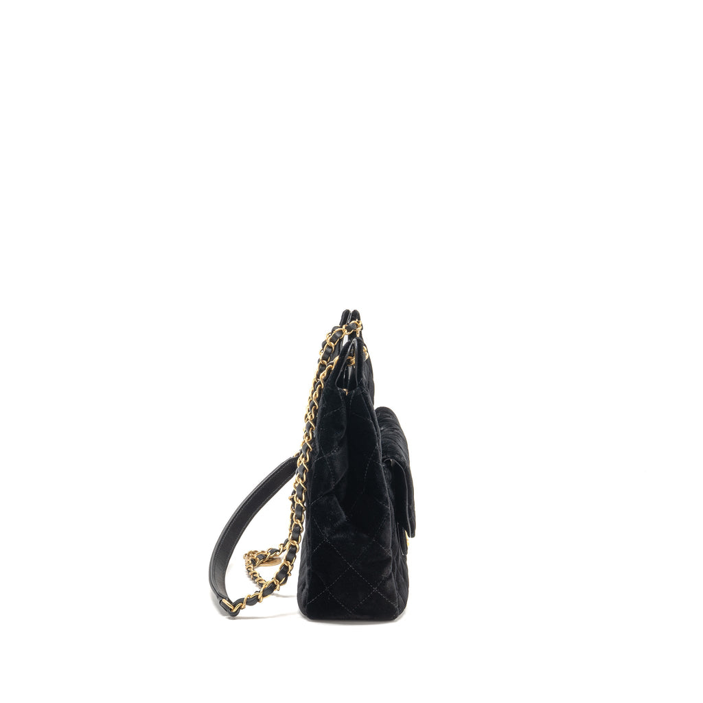 CHANEL 23B HOBO BAG VELVET BLACK GHW (MICROCHIP)