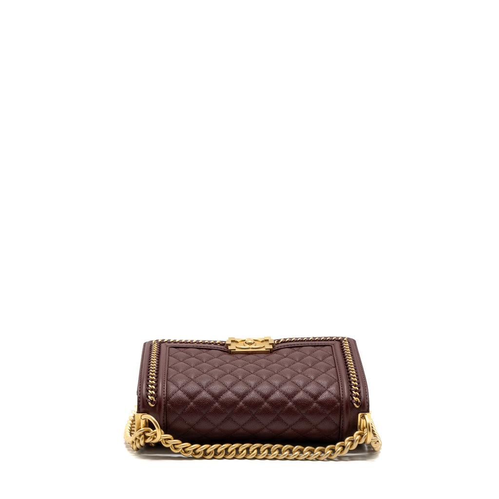 CHANEL MEDIUM BOY BAG LIMITED EDITION CAVIAR BURGUNDY GHW(MICROCHIP)