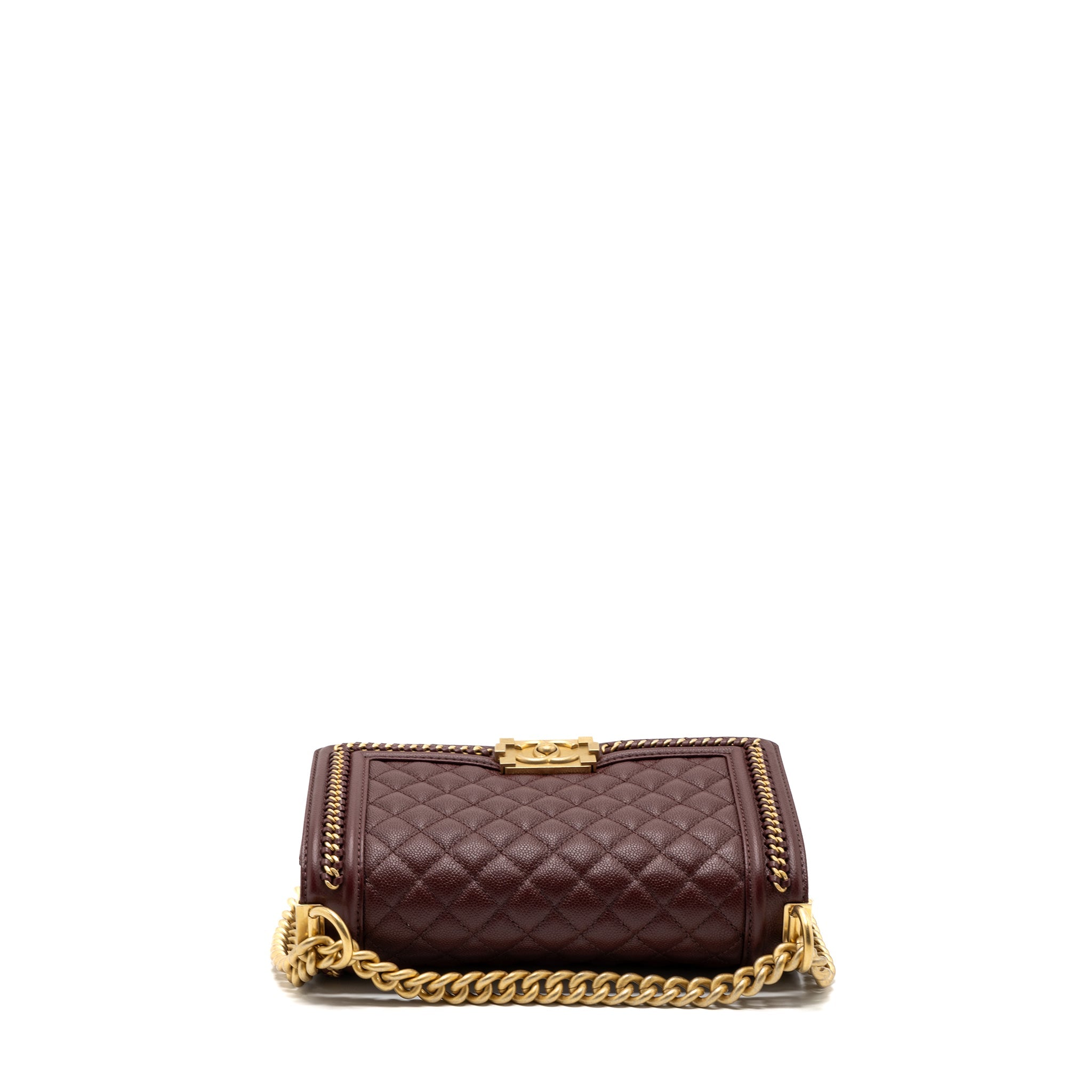 CHANEL MEDIUM BOY BAG LIMITED EDITION CAVIAR BURGUNDY GHW(MICROCHIP)