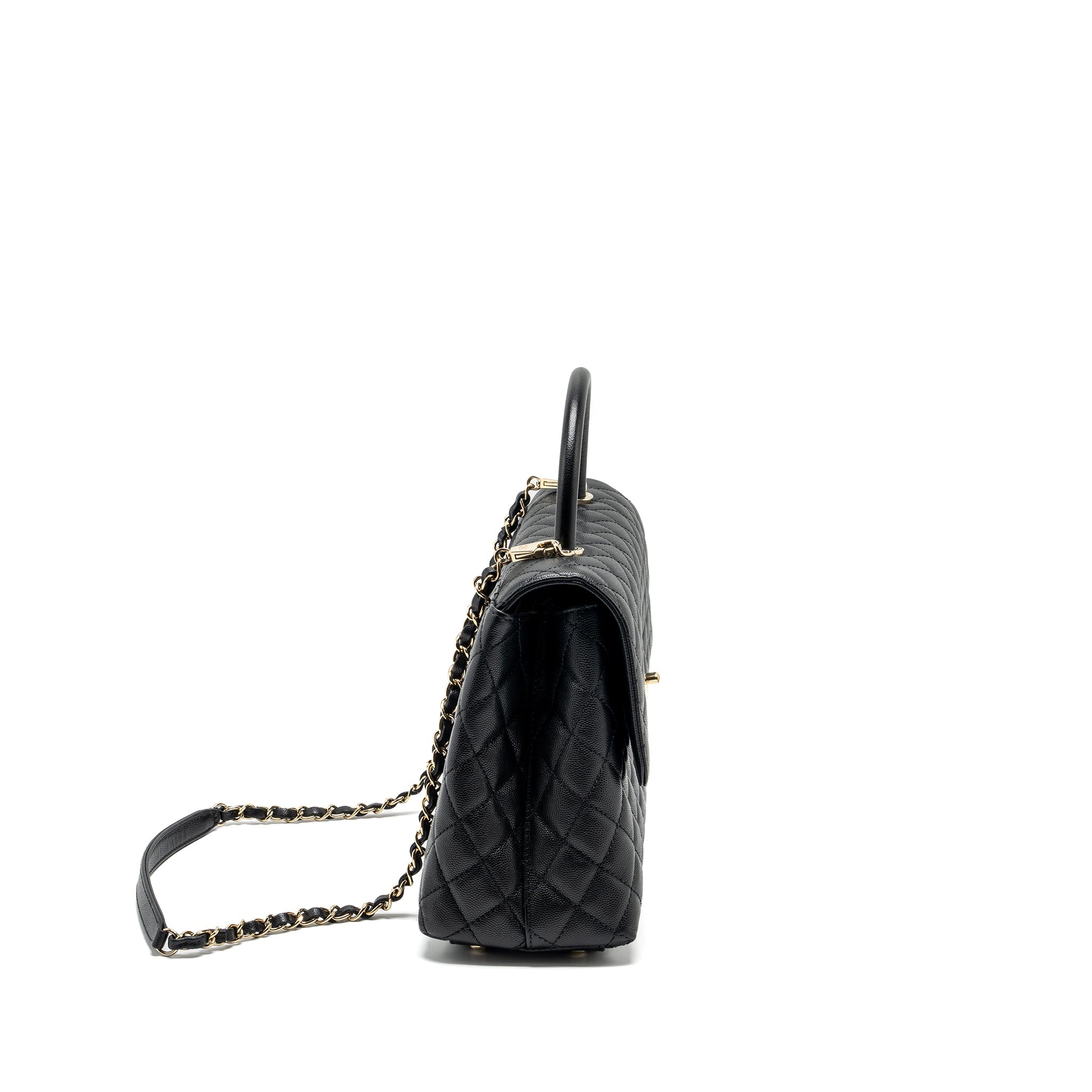 CHANEL LARGE COCO HANDLE CAVIAR BLACK LGHW (MICROCHIP)