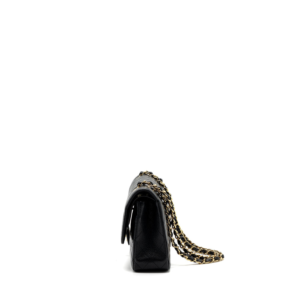CHANEL MEDIUM CLASSIC DOUBLE FLAP BAG CAVIAR BLACK GHW (MICROCHIP )