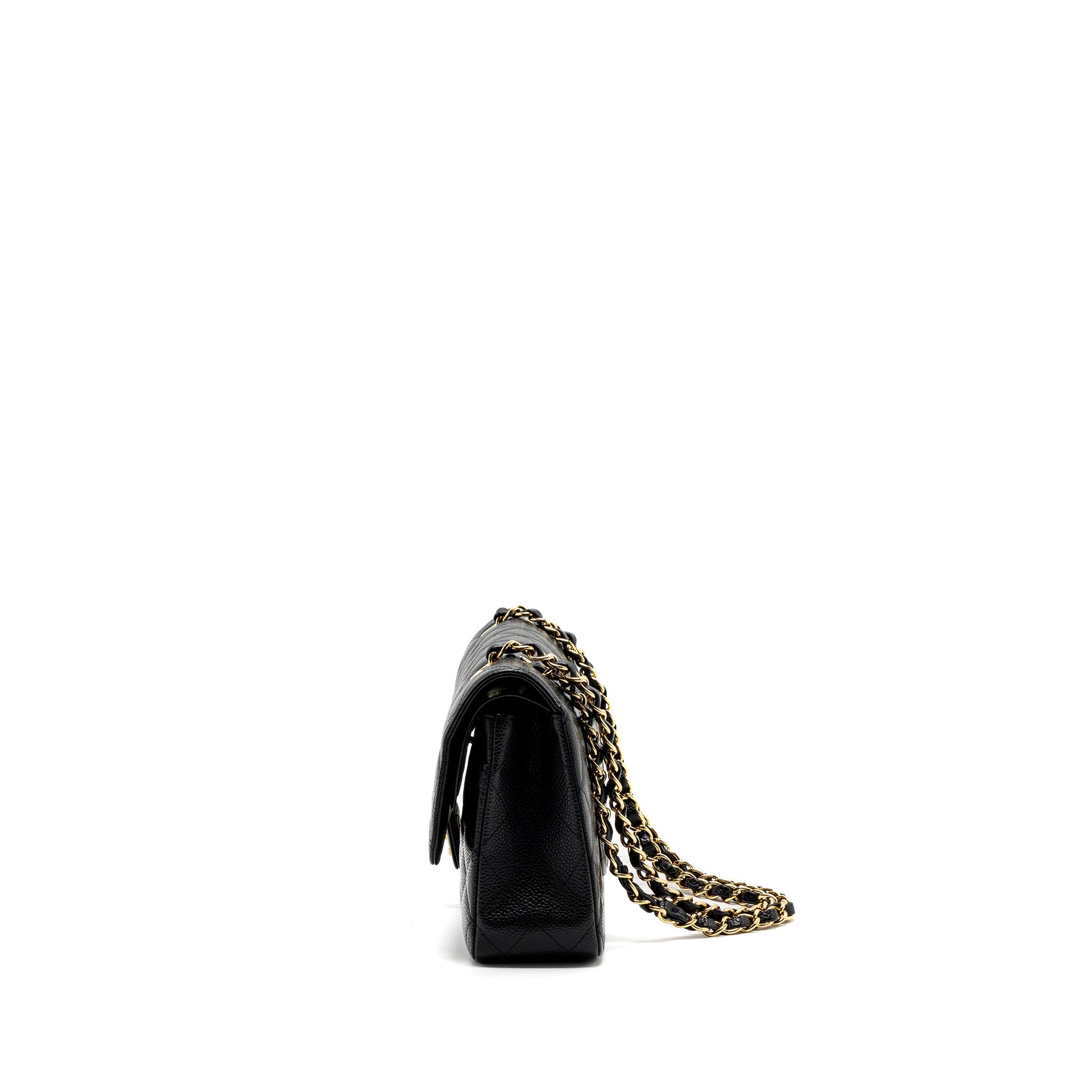 CHANEL MEDIUM CLASSIC DOUBLE FLAP BAG CAVIAR BLACK GHW (MICROCHIP )