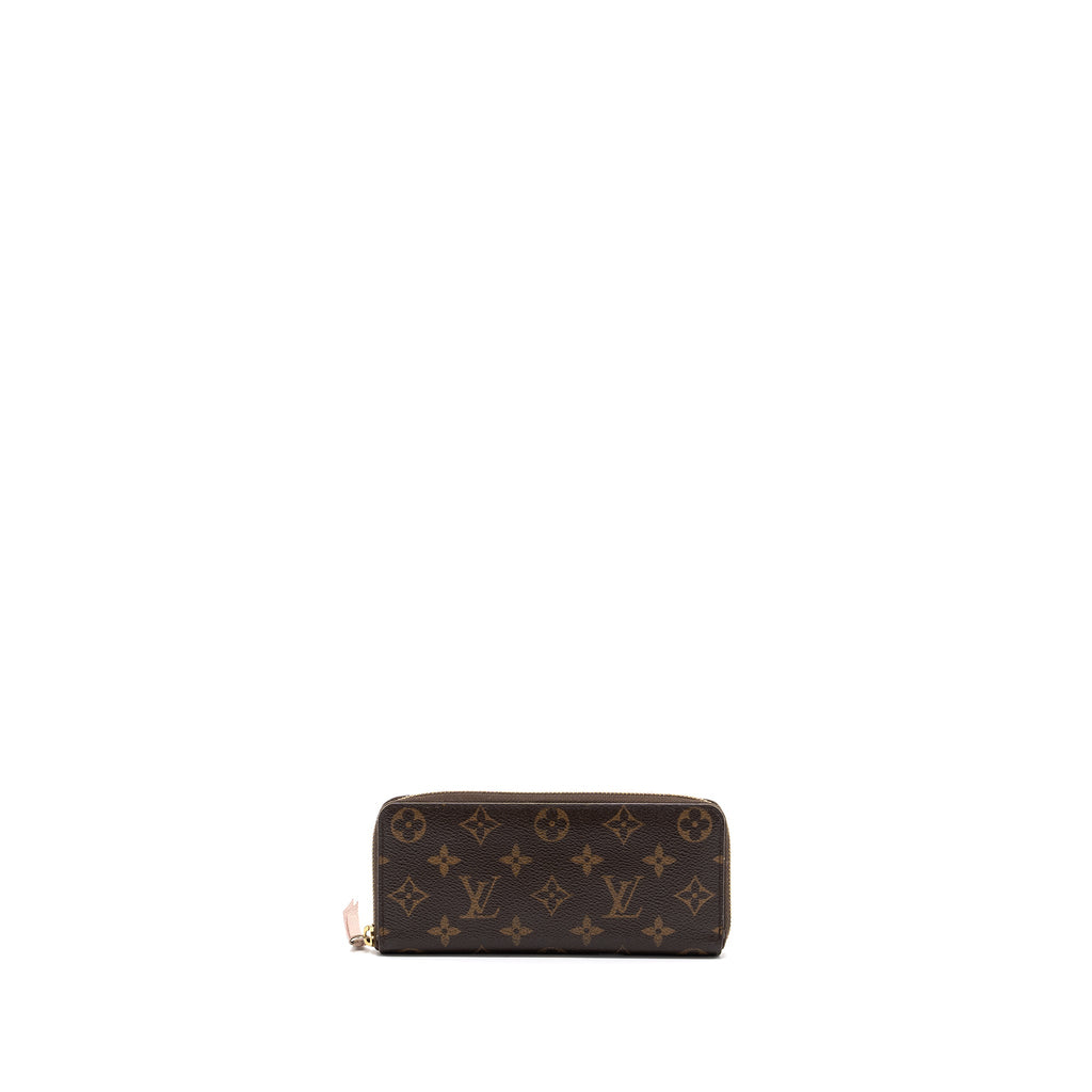 LOUIS VUITTON CLEMENCE LONG WALLET MONOGRAM CANVAS ROSE BALLERINE GHW