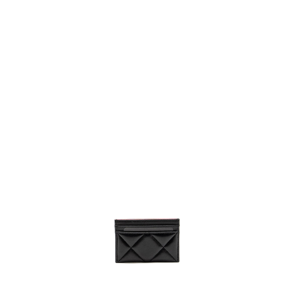 CHANEL 19 CARD HOLDER LAMBSKIN BLACK GHW (MICROCHIP)