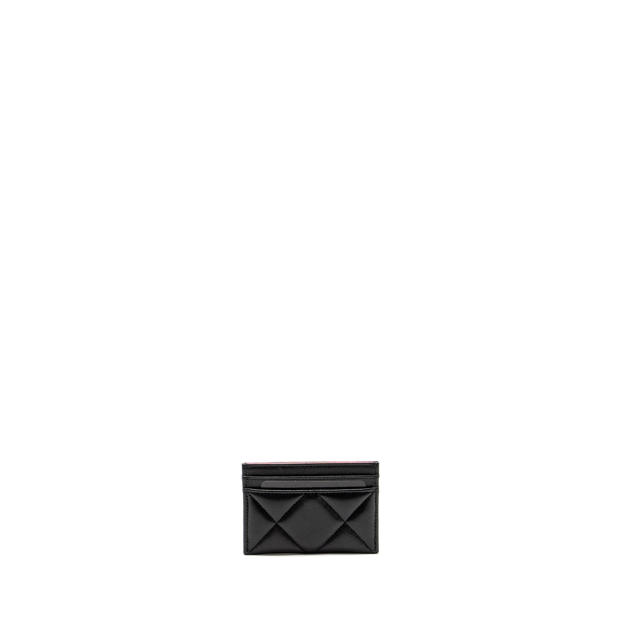CHANEL 19 CARD HOLDER LAMBSKIN BLACK GHW (MICROCHIP)