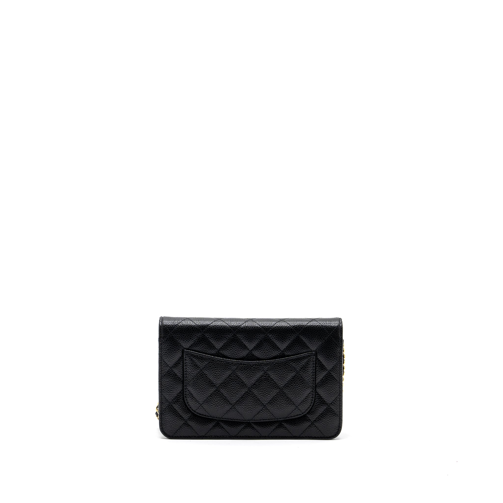 CHANEL CLASSIC WALLET ON CHAIN CAVIAR BLACK GHW (MICROCHIP)