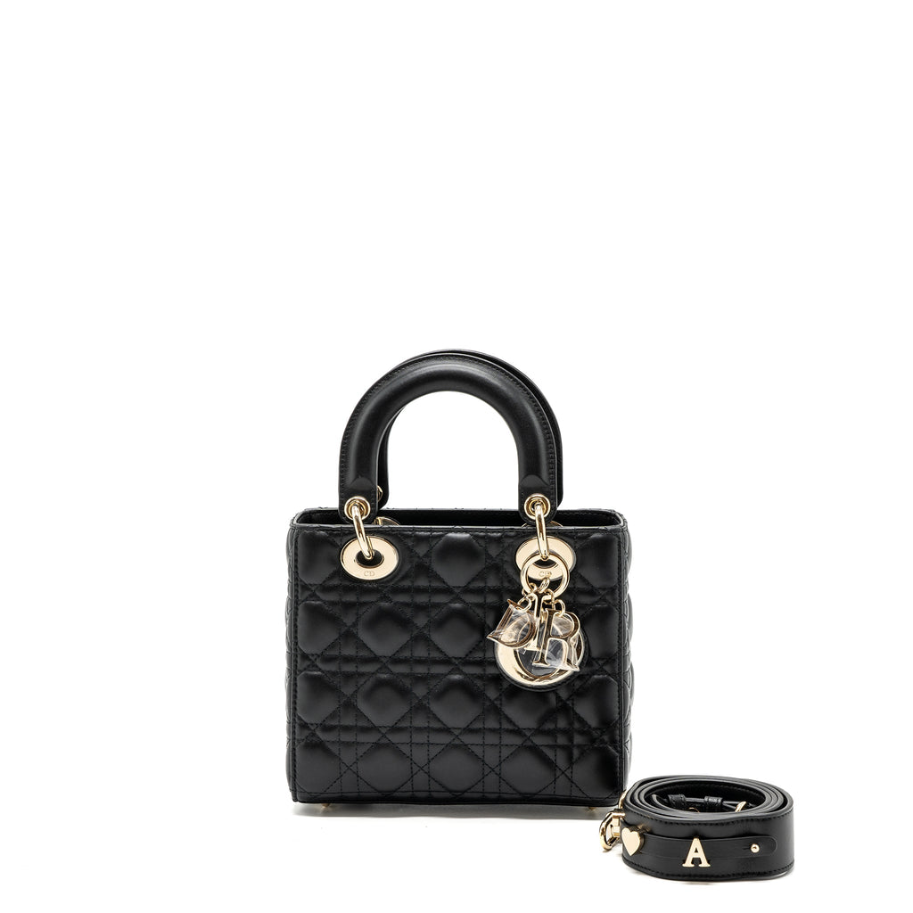 DIOR SMALL LADY DIOR LAMBSKIN BLACK LGHW
