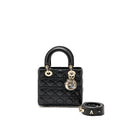 DIOR SMALL LADY DIOR LAMBSKIN BLACK LGHW