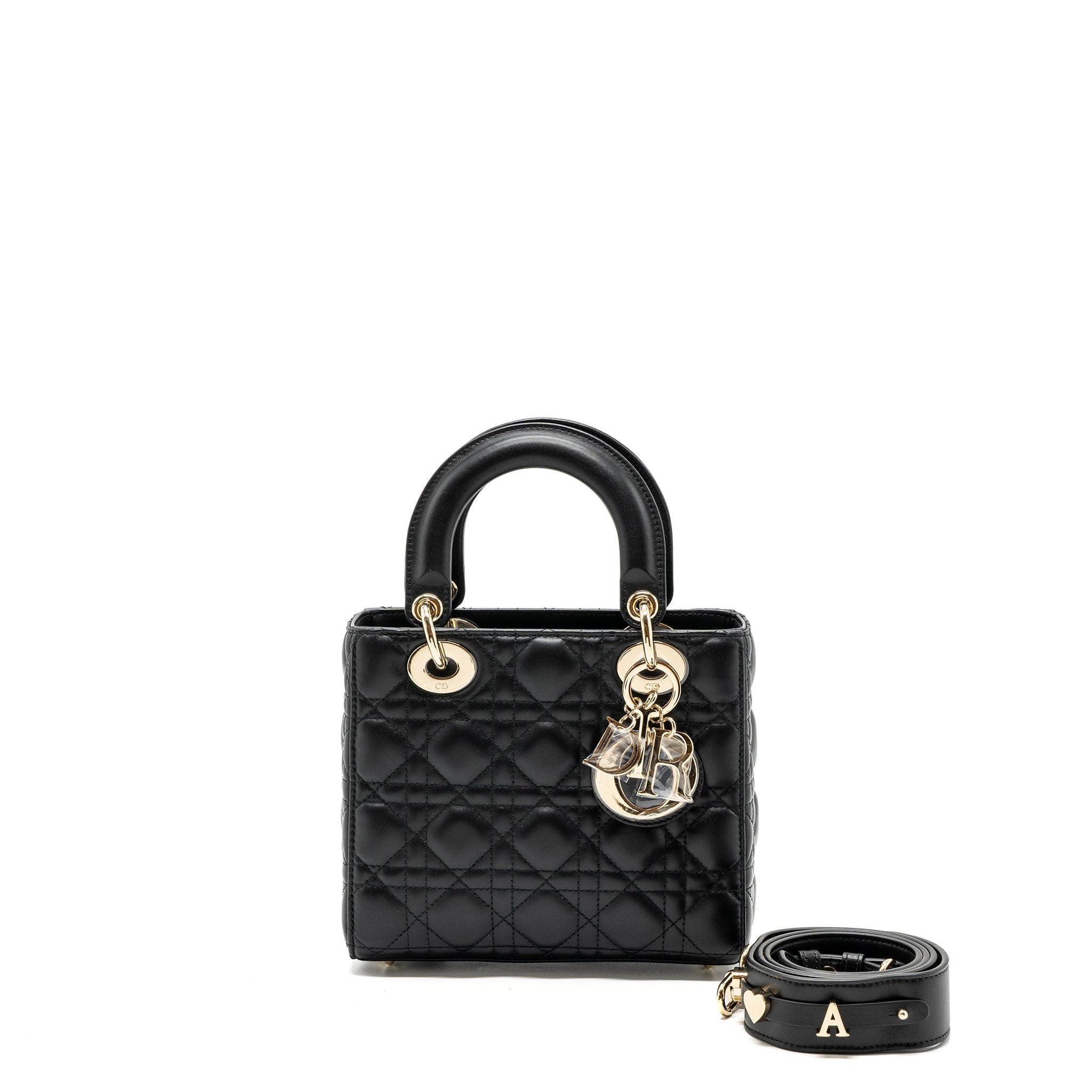 DIOR SMALL LADY DIOR LAMBSKIN BLACK LGHW