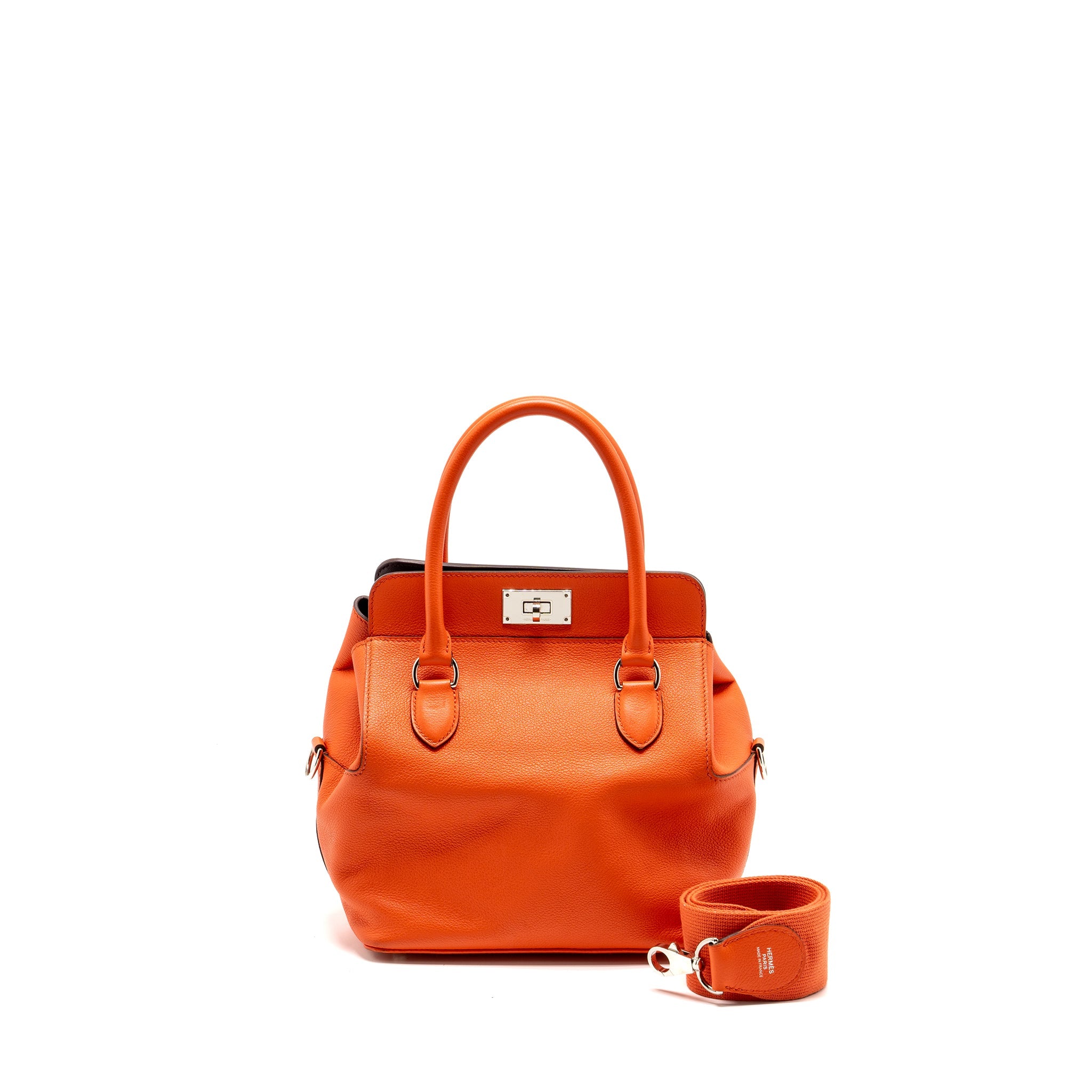 HERMES TOOL BOX 20 EVERCOLOR ORANGE POPPY/ BORDEAUX SHW