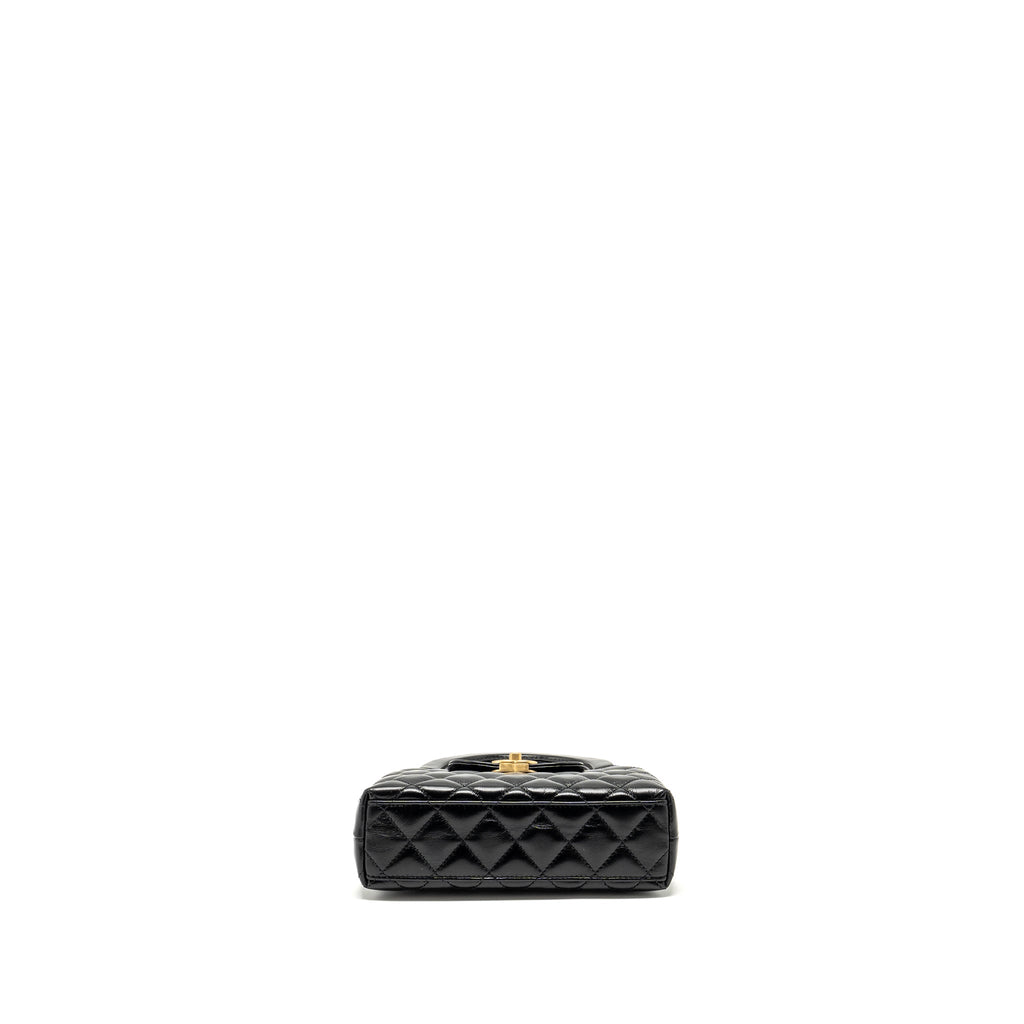 CHANEL 24A MINI SHOPPING TOTE/ MINI KELLY CALFSKIN BLACK GHW (MICROCHIP)