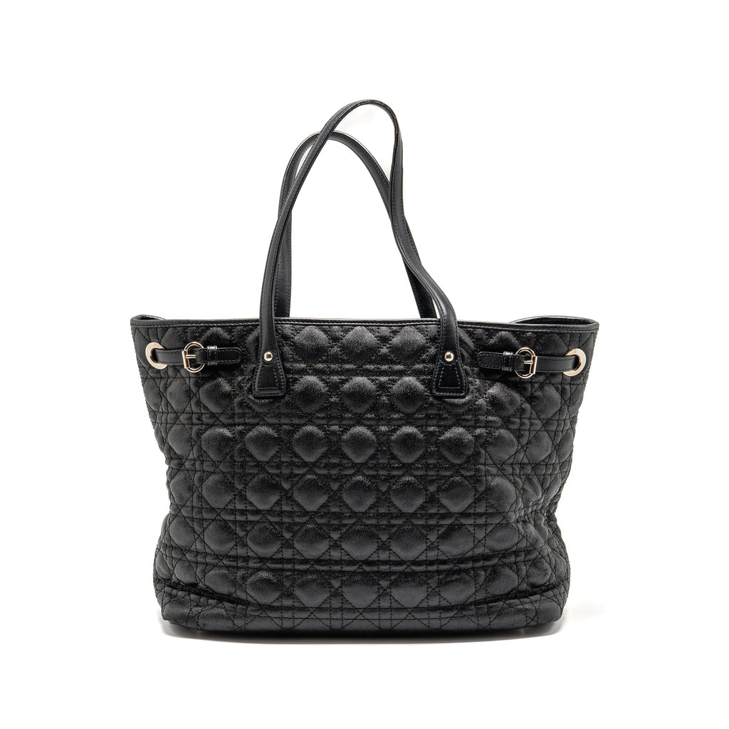DIOR SHOPPING TOTE BAG CANVAS BLACK SHW