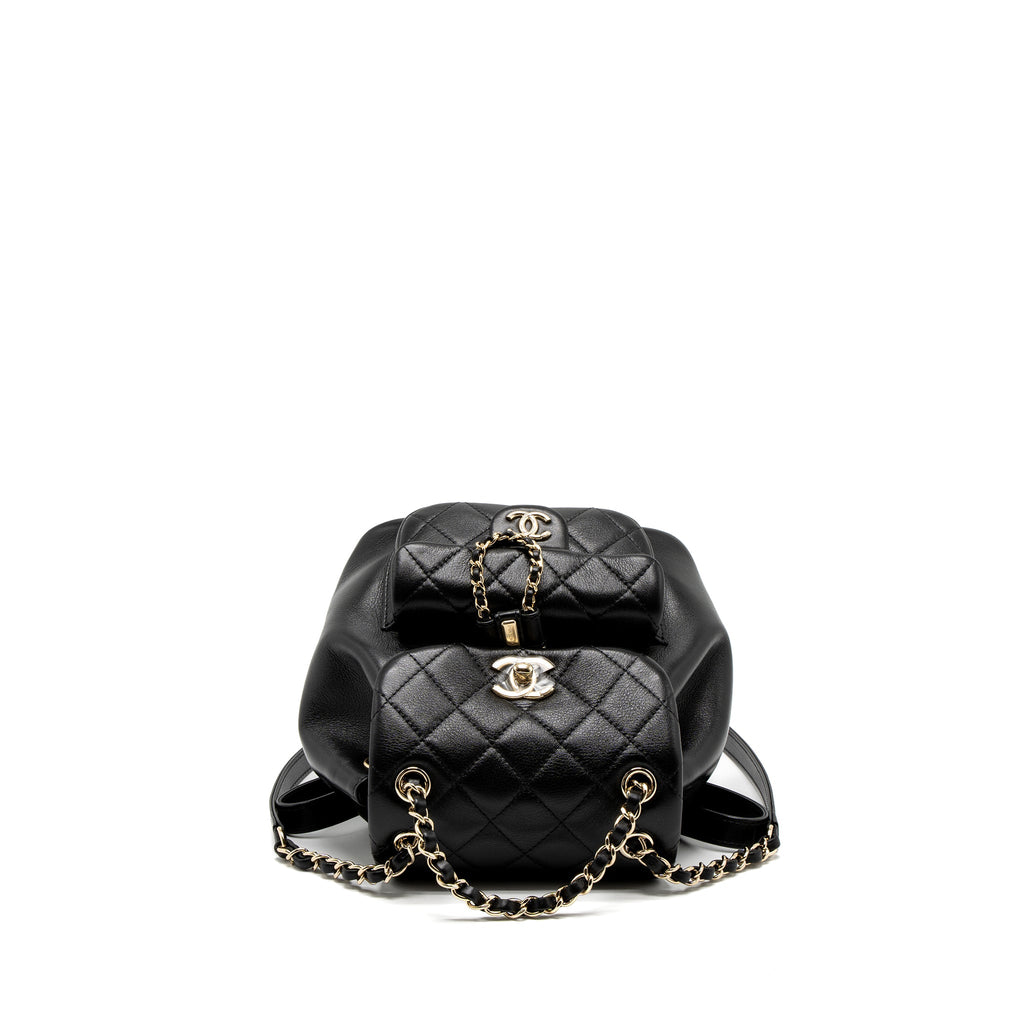 CHANEL 23C DUMA MINI BACKPACK CALFSKIN BLACK LGHW (MICROCHIP)