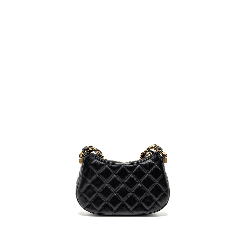 CHANEL 23K SMALL 19 HOBO SHOULDER BAG CALFSKIN BLACK GHW (MICROCHIP)