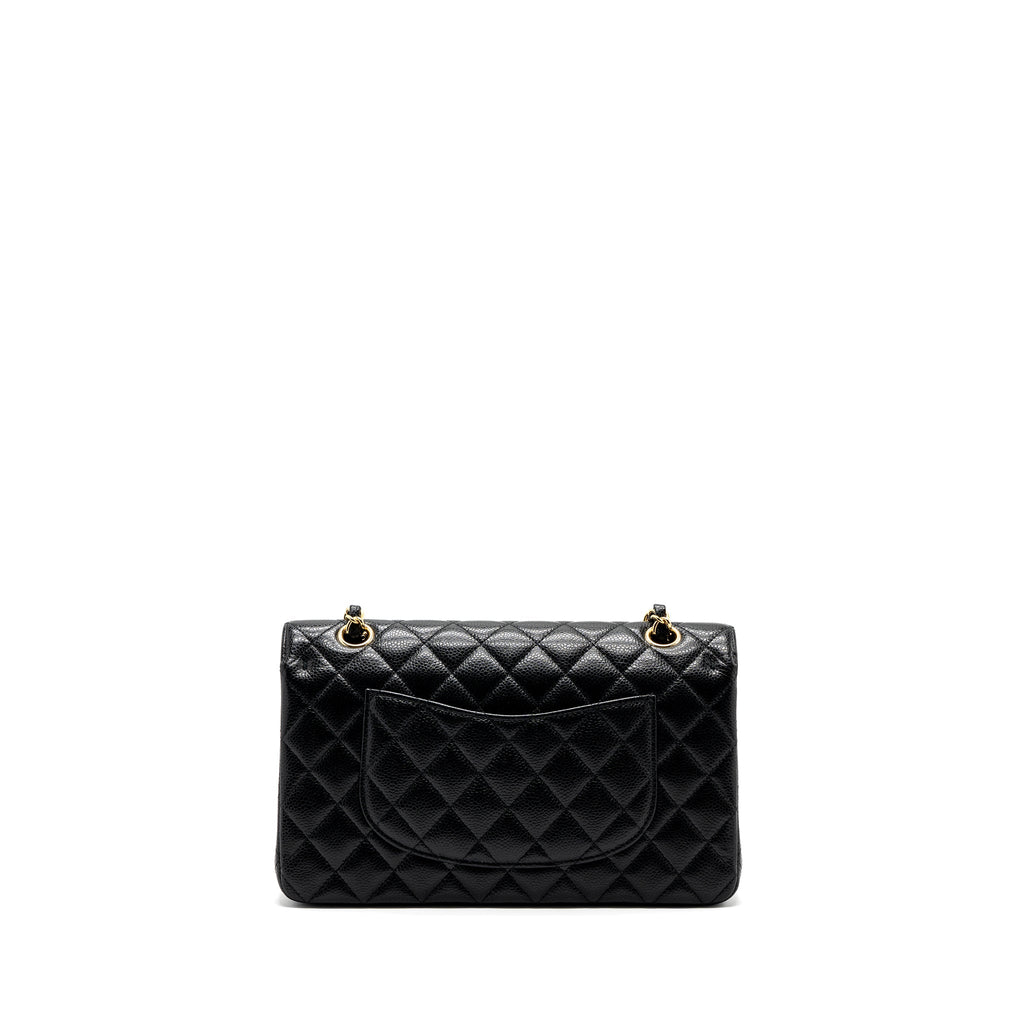 CHANEL MEDIUM CLASSIC DOUBLE FLAP BAG CAVIAR BLACK GHW (MICROCHIP )