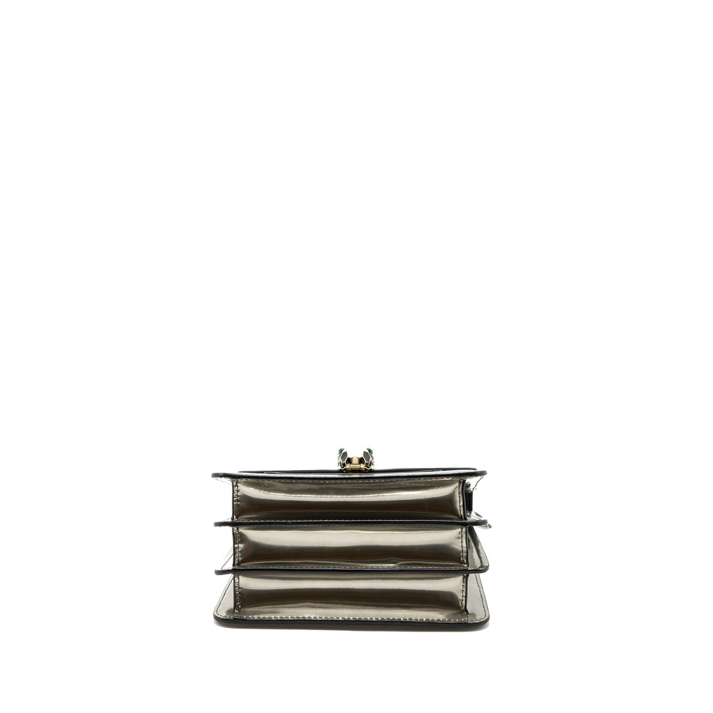 BVLGARI TOP HANDLE SERPENTI FOREVER CORSSBODY BAG CALFSKIN METALLIC SILVER LGHW