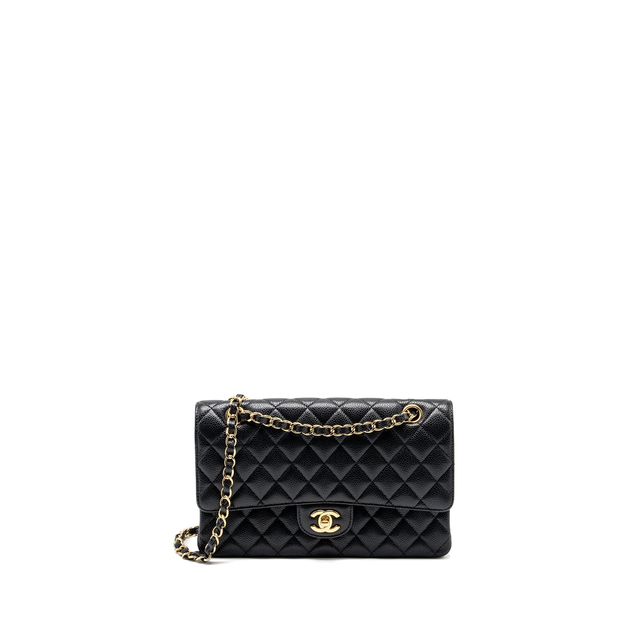 CHANEL MEDIUM CLASSIC DOUBLE FLAP BAG CAVIAR BLACK GHW