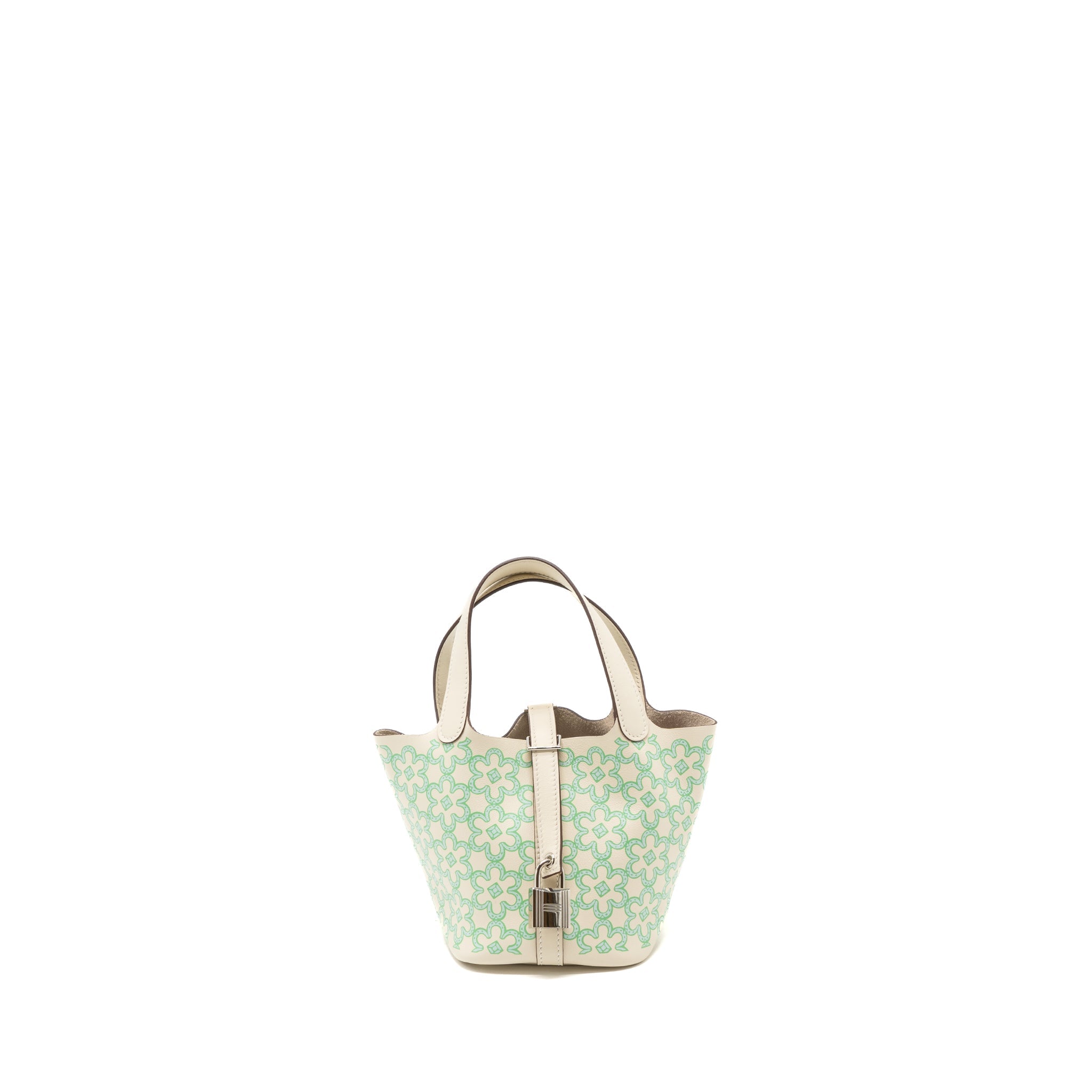 HERMES MICRO LUCKY DAISY PICOTIN LOCK BAG SWIFT NATA/GREEN/WHITE SHW
