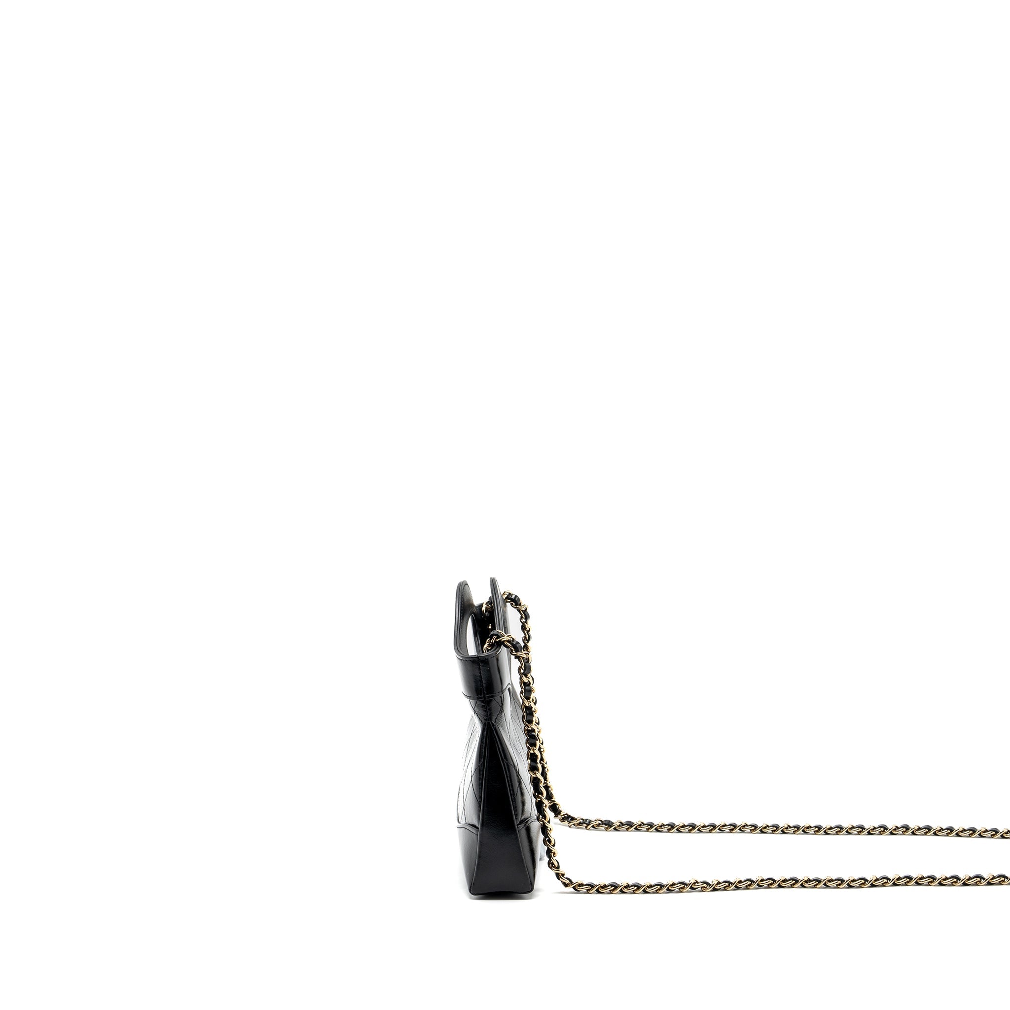 CHANEL 24C MINI 31 CLUTCH WITH CHAIN SHINY CALFSKIN BLACK LGHW (MICROCHIP)